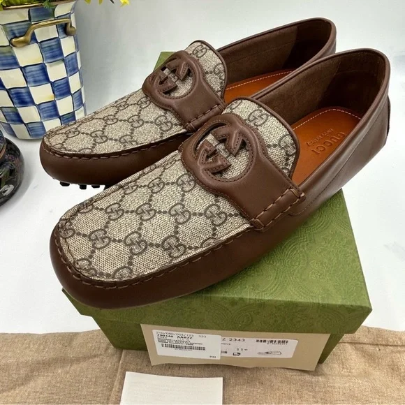 Men’s Gucci interlocking GG supreme driver loafer size 11.5 made in Italy - Picture 4 of 10